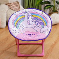 Childrens folding chair Backrest chair Portable cartoon moon chair Lazy baby kindergarten household small bench Small chair