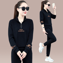Tide brand CVY sports suit women spring and autumn 2021 New Fashion stand collar long sleeve casual womens sweater two-piece set