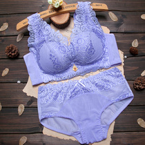 Vest type rimless bra set Small chest thick section gathered adjustment bra Sexy lace underwear set