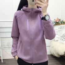 Autumn outdoor padded fleece women's polar fleece plus velvet cardigan hooded coat sports sweater casual mountaineering clothing