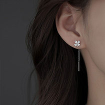 Four-leaf straw-ear line 2022 New temperament earrings 925 silver decorated with Japan-ROK 100 hitched high sensous-ear trim