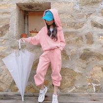 Girl Spring Clothing Suit 2022 New Internet Red Ocean Gas Trendy Great Boy Spring Autumn Connect Cap Sports Clothing Sport Two Sets