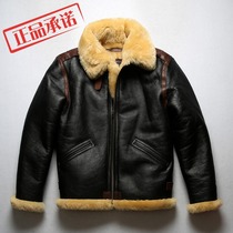 Australia imported sheep skin fur integrated mens horse splicing casual short leather leather mens fur coat