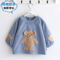 Baby gown men and women children cotton waterproof anti-dirty food clothes children wear corduroy long sleeve thick protective clothing