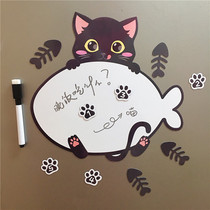Kitten eating fish message board refrigerator sticker magnet Nordic ins creative writing board note rewritable decorative sticker