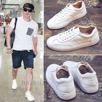 Tide brand leather white shoes mens Korean version of the couple casual board shoes 2021 spring new womens shoes trend wild shoes