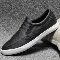 Tide brand mens shoes Spring and Autumn New one pedal lazy shoes Korean trend mens British casual leather leather shoes