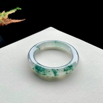 Jade ice seed floating flower bracelet jade bracelet jade bracelet Jade round bar Noble Concubine bracelet jingle bracelet a natural green blue flower