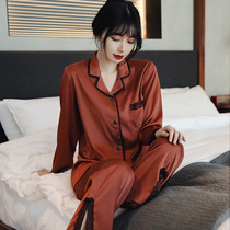 Pajamas womens spring and autumn and summer thin ice silk sexy net red explosion fashion foreign style high sense 2021 new home clothes