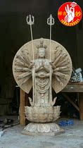 Wood carving Buddha statue thousand hands Guanyin j temple camphor wood big Buddha statue Wood carving Sambo Buddha Camphor Wood Guanyin paste real gold