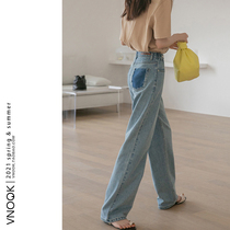 VNOOK jeans womens 2021 new spring and summer tide ins hanging high waist small straight loose wide leg pants