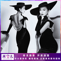 2021 pregnant womens photo clothing exhibition new black Hepburn sexy simple dress rental photo studio art photo