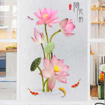 Glass sticker toilet sliding door anti-peeping bathroom window frosted Chinese wind window anti-light self-adhesive painting