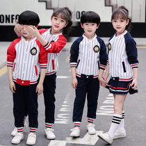 Childrens class uniforms British college style sportswear three sets of school uniforms set Primary School Spring and Autumn kindergarten uniforms