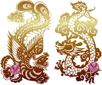  Golden Dragon Phoenix new product paper-cut window grille decorative painting creative sticker Chinese style handmade gift small size