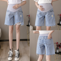 Pregnant Woman Shorts Summer Outwear Casual Pants Fashion Tobelly Jeans Mid Pants Shorts 50% Pants Pregnant Woman Broadlegged Pants Summer