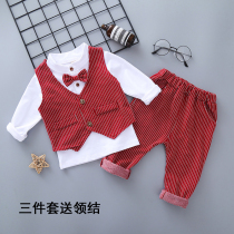 2 Boys suit three-piece suit spring and autumn 3 baby suit 1 year old child 4 Baby birthday catch weekly dress suit tide