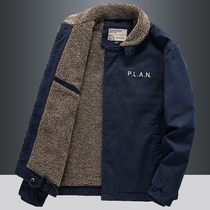 Winter plus velvet cotton-padded men N1 Navy deck cotton-padded American military jacket mens lamb cashmere coat tide
