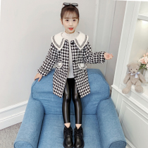 Girl Jacket Plus Cotton Thickened Autumn Winter Woolen Net Red 2021 Winter new CUHK Scout Princess Hong Kong Coat Foreign Air