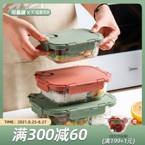  Kawashimaya glass lunch box Microwave oven dedicated office workers three-separated small capacity grid bento lunch box fresh box