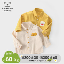 Rabbi Tree Boy Clothing Male Baby Long Sleeve Shirt 2022 Spring Dress New Children Cartoon Blouses Children Pure Cotton Lining Clothes