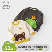 Rabbi Tree Boy Clothing Boy Necropolis 2022 Spring Autumn New Children Cartoon Cute Blouses Baby Casual Treble Cardiovert