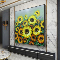 Pure hand-painted oil painting new Chinese classical hanging painting handmade original murals Xiangyang flower sunflower decorative painting model room