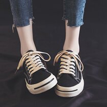 Korean canvas shoes women 2021 autumn and winter new trendy shoes Korean shoes casual Joker retro Hong Kong flavor black board shoes