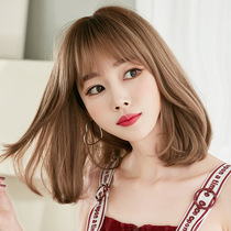  Wig female short hair natural full headgear fluffy clavicle hair New style hair set Curly hair Medium long hair pear flower head shoulder length