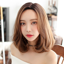 Wig female short hair full head cover natural lifelike face repair collarbone hair curly hair long hair set shoulder shoulder middle split pear flower head
