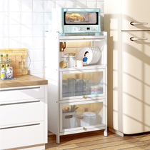 Kitchen shelf Floor-standing multi-layer storage multi-function bowls chopsticks plates dishes lockers appliances with doors crevices pots and pans