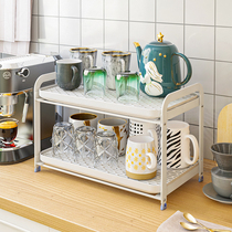 Water cup rack drying glass cup double-layer drain tray household storage cup holder put tea cup kettle shelf