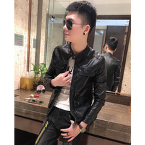 Spirit guy coat mens leather clothing Korean version of the trend handsome slim machine Clothing Spring and Autumn Tide men thin personality leather clothing