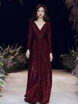 Large size bride high-end toast wedding banquet performance plus fat 200 jin thin spring summer fat mm evening dress women