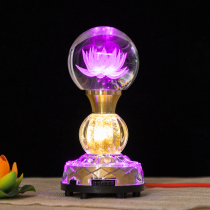 Crystal Lotus Lamp Buddha Lamp Electric God of Wealth Lamp led Buddha Lamp Lucky Lamp Changming Lamp Guan Gong Lamp Colorful Lotus lamp