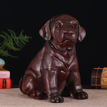 Black sandalwood carved dog ornaments solid wood Wang dog home furnishings large shop living room feng shui wooden decorations