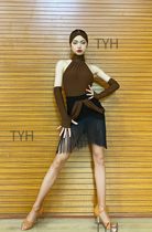TYH Dance suit 003 Classic hanging neck sleeveless shoulder blouse with chest cushion bottom pants 004 Dynamic flow Su half skirt suit