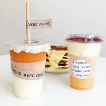 PET cold drink cup disposable sealed leak-proof pad paper coffee paper cup injection milk tea cup hot and cold drink takeout