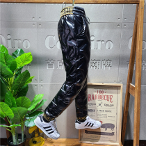 Mens winter down cotton pants shiny face-free windproof Waterproof warm trousers running errands to take-out cold-tie pants