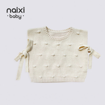  NAIXIBABY｜B into the stacking artifact girls KNITTED vest warm lace HANDMADE ball wool vest