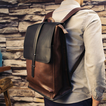 Casual backpack mens bag fashion Japan and South Korea crazy horse leather travel backpack retro British style student school bag trend