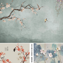 Live room 3D stereo video shooting background cloth Net Red live course Retro background wall Ink ancient background