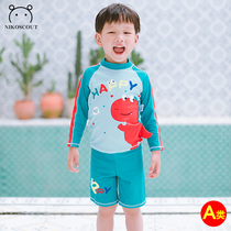 Childrens swimsuit boy split 2021 new swimsuit boy summer child dinosaur long sleeve sunscreen baby swimsuit