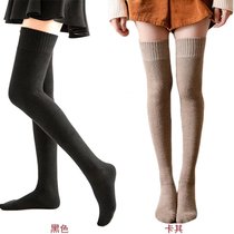 Knee socks Womens autumn and winter Japanese long tube autumn knee pads Leg pads Velvet thickened high tube stockings Winter thigh socks