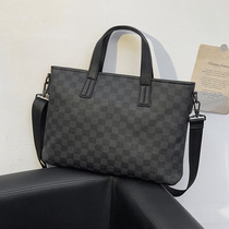 Hong Kong Genuine Leather Light Business Mens Mobile File Bag Casual Business Computer Bag Briefcase Plaid 2020