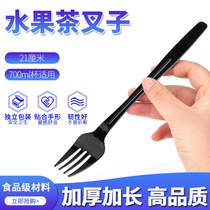 Fruit Tea fork long handle disposable long milk tea shop takeaway fruit fork independent packaging plastic milk tea Long Fork