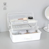 White hand-held layered cosmetics storage box large capacity dust box dormitory student art student toolbox