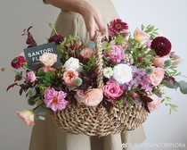 Dragon Boat Festival flower basket straw woven willow flower arrangement pastoral basket flowers fake flower living room ornaments watermelon fruit basket