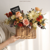 Valentines Day woven flower basket flower arrangement activity rattan portable mini basket ornaments high-end Willow flower basket vase