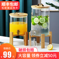Cold water jug Large capacity glass cold water jug with faucet High temperature restaurant cola bucket Lemon tea drink juice bucket